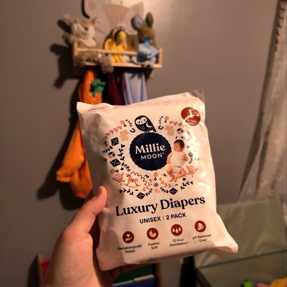 Millie Moon Luxury Diapers - Unisex 2 Pack- Gentle - Dermatologically Tested